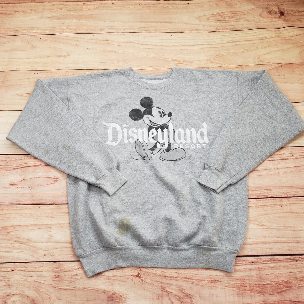 VINTAGE Disneyland World Resort Sweatshirt Mens Large Gray Mickey Mouse 2000s *
